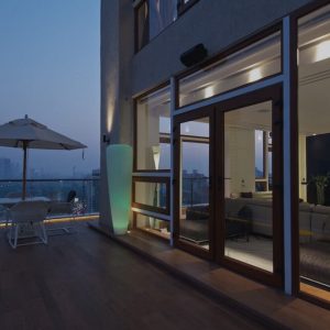 Casement Door with Fixed Windows